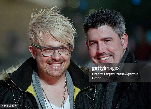 Ross Anthony and Paul Reeves attend the German premiere of the film 'The Hobbit: The Desolation Of Smaug' at Sony Centre on December 9, 2013 in...