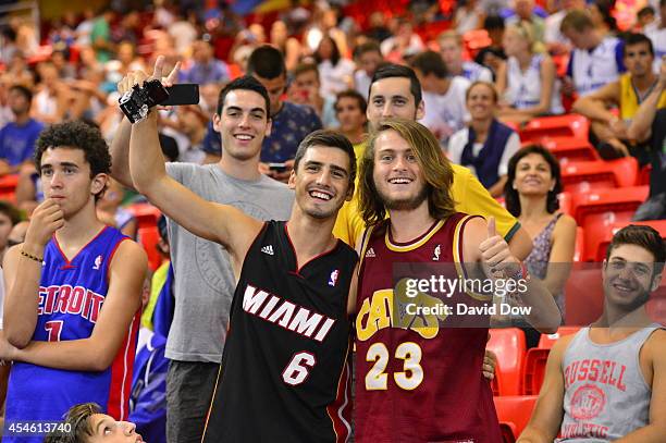Fans of the USA Basketball Men's National Team during the game against the Ukraine Basketball Team during the FIBA 2014 World Cup Tournament at the...