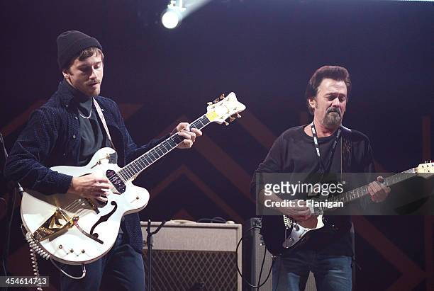 John Gourley of Portugal. The Man performs with Roland Orzabal of Tears for Fears during The 24th Annual KROQ Almost Acoustic Christmas at The Shrine...