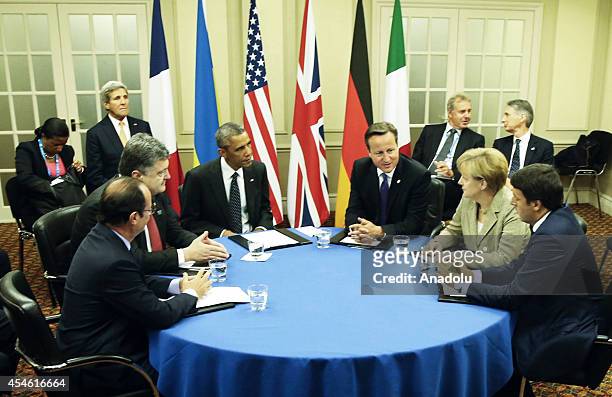 French President Francois Hollande, Ukrainian President Petro Poroshenko, President Barack Obama, British Prime Minister David Cameron, German...