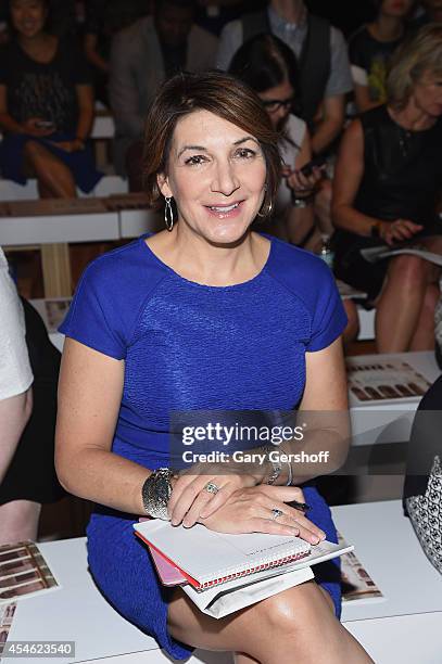 Editor, HollywoodLife.com, Bonnie Fuller attends Tadashi Shoji during Mercedes-Benz Fashion Week Spring 2015 at The Salon at Lincoln Center on...