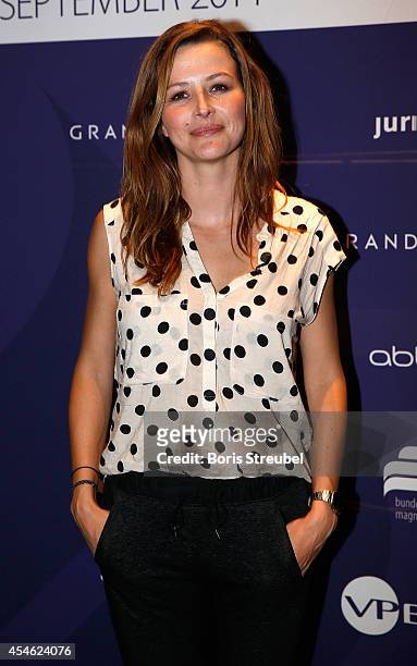 Katrin Bauerfeind poses during the charity dinner of the Magnus Hirschfeld Federal Foundation at Grand Hyatt Hotel on September 4, 2014 in Berlin,...