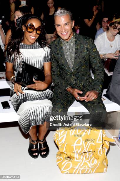 June Ambrose and Jay Manuel attend the Tadashi Shoji fashion show during Mercedes-Benz Fashion Week Spring 2015 at The Salon at Lincoln Center on...