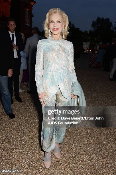 Lynn Wyatt attends the Woodside End of Summer party to benefit the Elton John AIDS Foundation sponsored by Chopard and Grey Goose at Woodside on...
