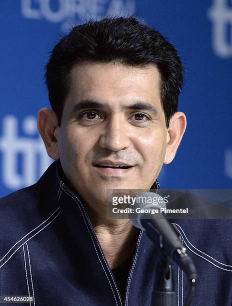 Omung Kumar speaks onstage at the"Mary Kom" Press Conference during the 2014 Toronto International Film Festival at TIFF Bell Lightbox on September...