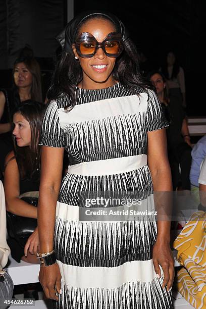 June Ambrose attends the Tadashi Shoji fashion show during Mercedes-Benz Fashion Week Spring 2015 at The Salon at Lincoln Center on September 4, 2014...