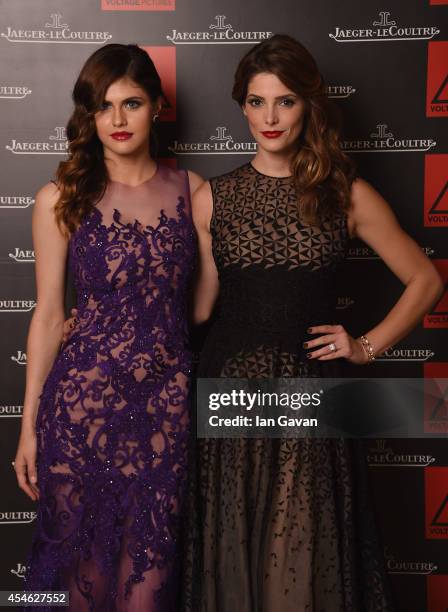 Alexandra Daddario and Ashley Greene of 'Burying the Ex' pose for a portrait for Jaeger-LeCoultre in their festival lounge during the 71st Venice...