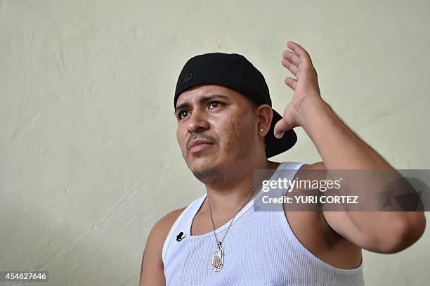 Central American migrant Albert Leon speaks about an attemp of execution against him, his brother and friends, by gunmen who assaulted during their...