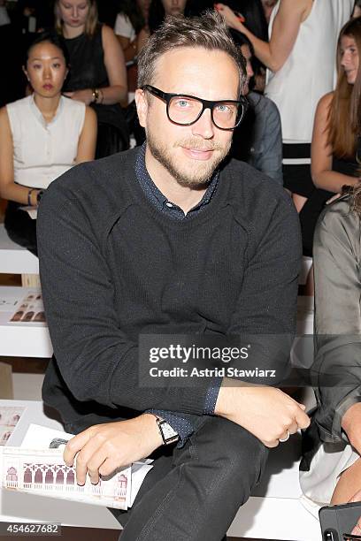 Editor Ariel Foxman attends the Tadashi Shoji fashion show during Mercedes-Benz Fashion Week Spring 2015 at The Salon at Lincoln Center on September...