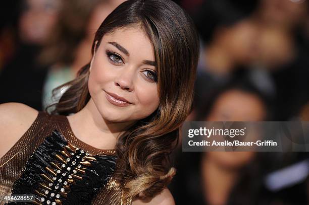 Actress Sarah Hyland arrives at the Los Angeles Premiere of 'The Hunger Games: Catching Fire' at Nokia Theatre L.A. Live on November 18, 2013 in Los...