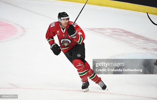 Joel Lundqvist of Frolunda in action during the Champions Hockey League group stage game between Frolunda Gothenburg and Geneve-Servette at...