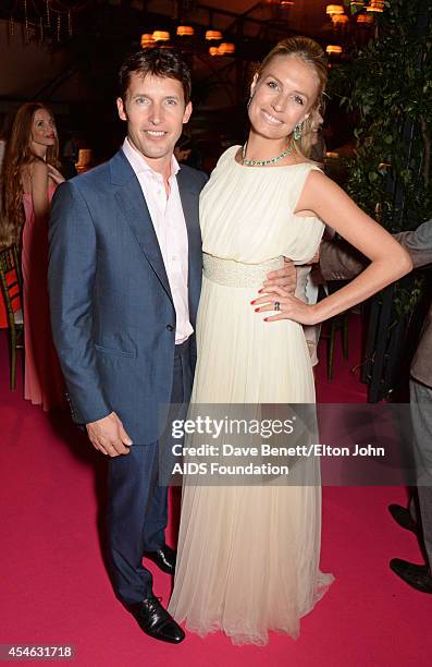 James Blunt and Sofia Wellesley attend the Woodside End of Summer party to benefit the Elton John AIDS Foundation sponsored by Chopard and Grey Goose...