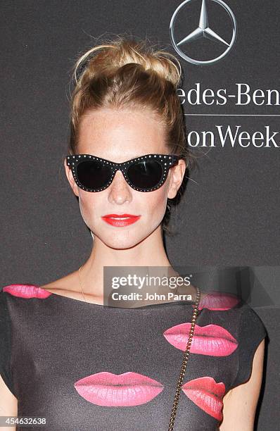 Poppy Delevingne seen during Mercedes-Benz Fashion Week Spring 2015 at Lincoln Center for the Performing Arts on September 4, 2014 in New York City.