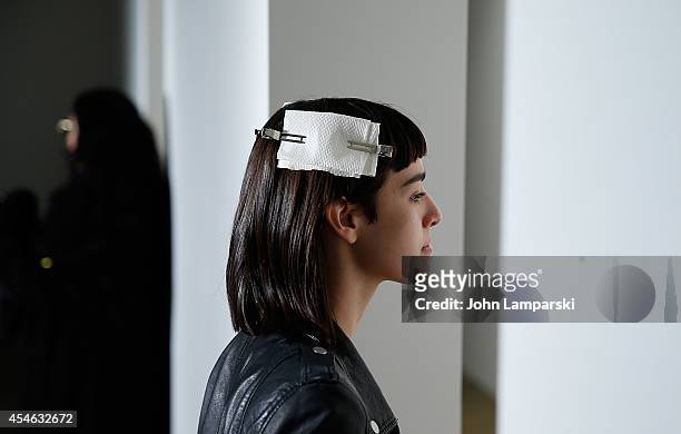Models during the walk-through at the Costello Tagliapietra during MADE Fashion Week Spring 2015 at Milk Studios on September 4, 2014 in New York...