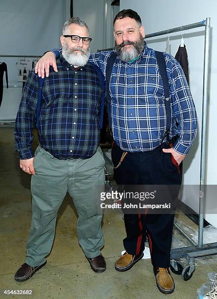 Designers Jeffrey Costello and Robert Tagliapietra attend Costello Tagliapietra during MADE Fashion Week Spring 2015 at Milk Studios on September 4,...