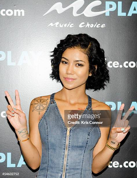 Jhene Aiko poses for a portrait before being interviewed on Music Choice's "You & A" at Music Choice on September 4, 2014 in New York City.