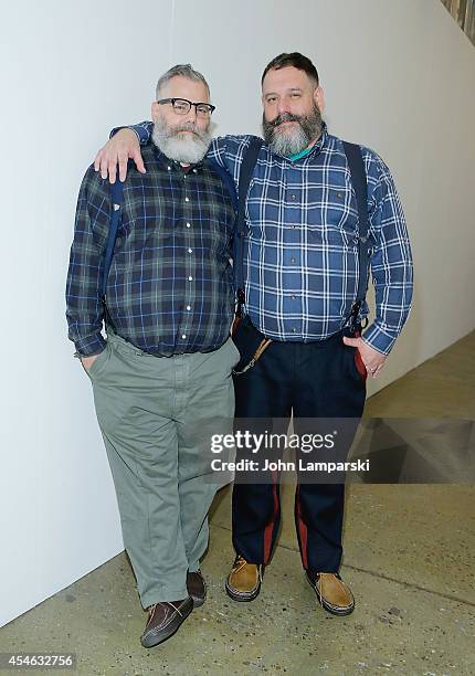 Designers Jeffrey Costello and Robert Tagliapietra attend Costello Tagliapietra during MADE Fashion Week Spring 2015 at Milk Studios on September 4,...