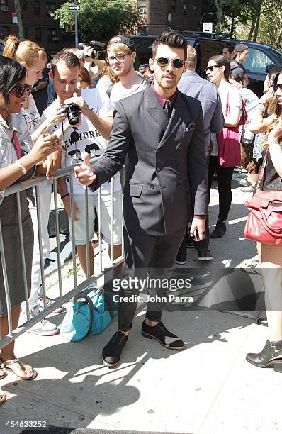 Joe Jonas seen during Mercedes-Benz Fashion Week Spring 2015 at Lincoln Center for the Performing Arts on September 4, 2014 in New York City.