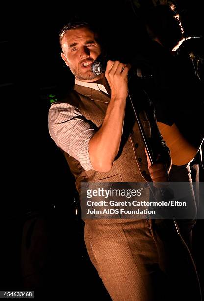 Gary Barlow performs during the Woodside End of Summer party to benefit the Elton John AIDS Foundation sponsored by Chopard and Grey Goose at...