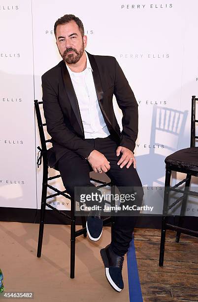 Designer Michael Maccari attends Perry Ellis during Mercedes-Benz Fashion Week Spring 2015 at The Waterfront on September 4, 2014 in New York City.