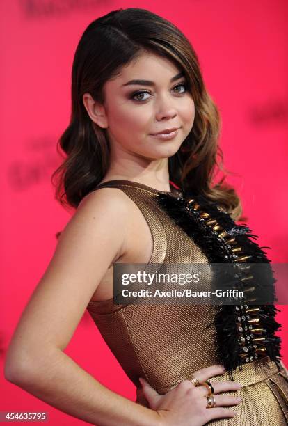 Actress Sarah Hyland arrives at the Los Angeles Premiere of 'The Hunger Games: Catching Fire' at Nokia Theatre L.A. Live on November 18, 2013 in Los...