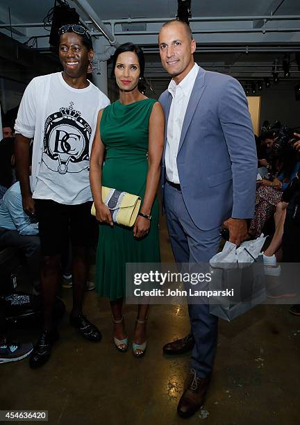PMr Jay, Padma Lakshmi and Nigel Barker attend Costello Tagliapietra during MADE Fashion Week Spring 2015 at Milk Studios on September 4, 2014 in New...