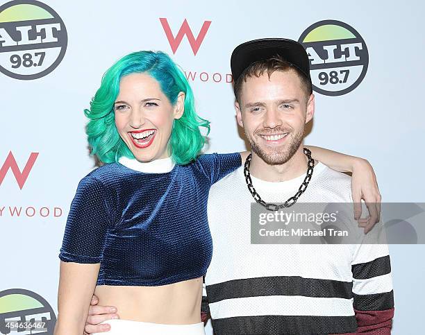 Lizzy Plapinger and Max Hershenow of MS MR attend The ALTimate Rooftop Christmas party held at W Hollywood on December 9, 2013 in Hollywood,...