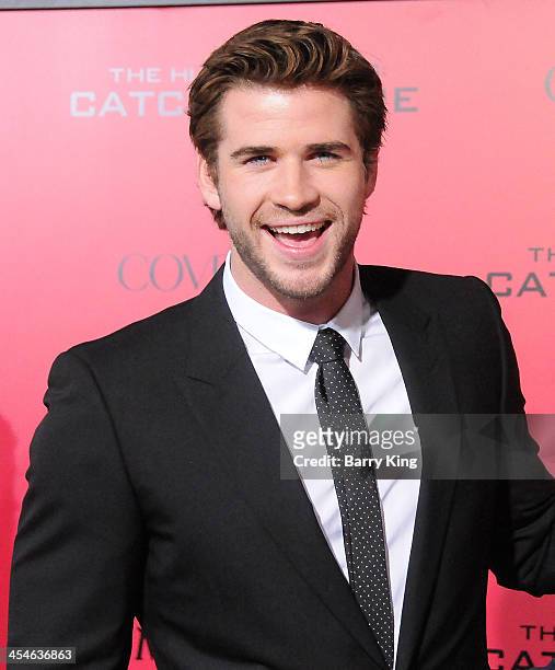 Actor Liam Hemsworth arrives at the Los Angeles Premiere 'The Hunger Games: Catching Fire' on November 18, 2013 at Nokia Theatre L.A. Live in Los...