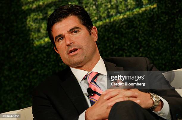 Scott O'Neil, chief executive officer of Philadelphia 76ers Inc. And New Jersey Devils, speaks at the Bloomberg Sports Business Summit in New York,...