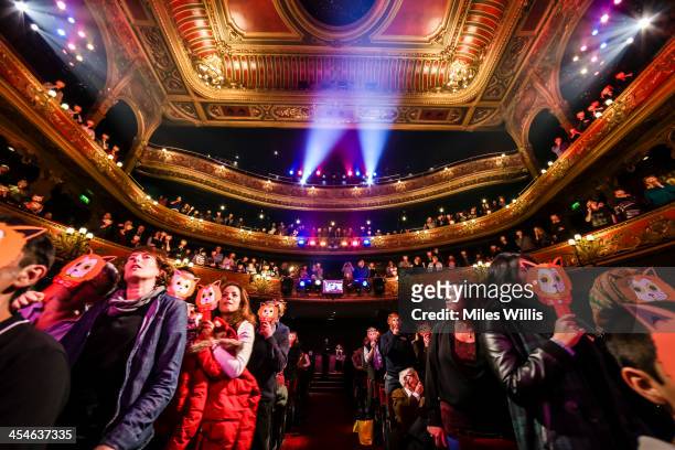Packed audience watches the Puss in Boots pantomime at the Hackney Empire on December 6, 2013 in London, England.