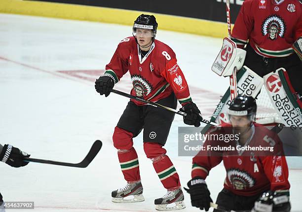 John Nyberg of Frolunda skates during the Champions Hockey League group stage game against Geneve-Servette on September 4, 2014 in Gothenburg, Sweden.