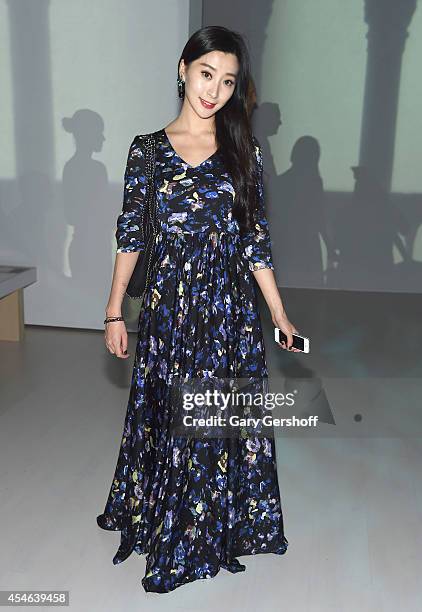 Model Lin Xu attends Tadashi Shoji during Mercedes-Benz Fashion Week Spring 2015 at The Salon at Lincoln Center on September 4, 2014 in New York City.