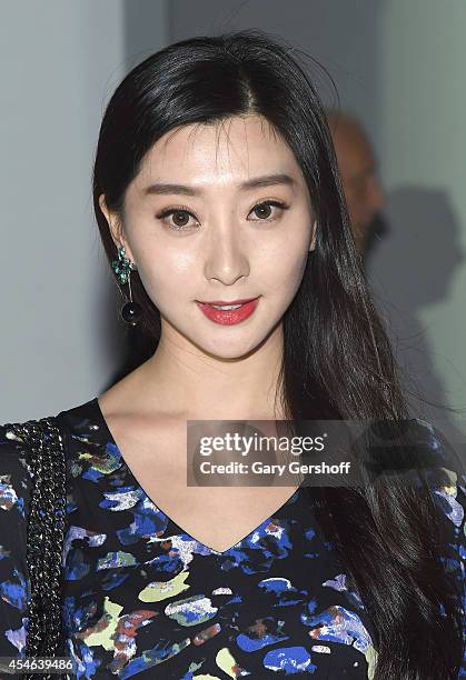 Model Lin Xu attends Tadashi Shoji during Mercedes-Benz Fashion Week Spring 2015 at The Salon at Lincoln Center on September 4, 2014 in New York City.
