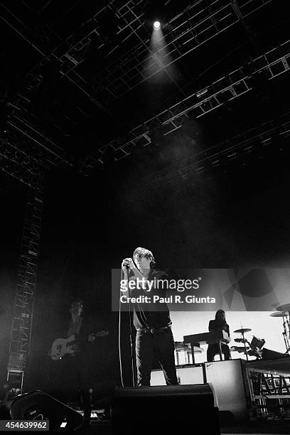 Thomas Mars of Phoenix performs onstage at LA Sports Arena & Exposition Park on August 24, 2014 in Los Angeles, California.