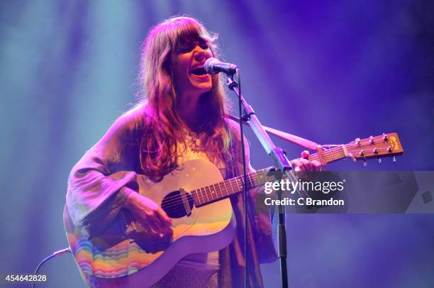 Jenny Lewis performs on stage for Bestival 2014 at Robin Hill Country Park on September 4, 2014 in Newport, United Kingdom.