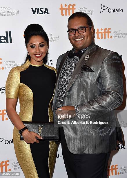 Actress Veronica Chail and Daniel Pillai attend the "Mary Kom" premiere during the 2014 Toronto International Film Festival at The Elgin on September...