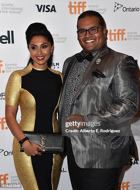 Actress Veronica Chail and Daniel Pillai attend the "Mary Kom" premiere during the 2014 Toronto International Film Festival at The Elgin on September...