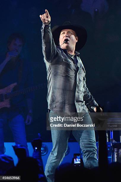 Garth Brooks performs at the Allstate Arena on September 4, 2014 in Rosemont, Illinois.