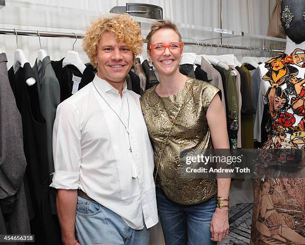 Tim Goossens and actress Hannelore Knuts attend Maison Martin Margiela celebrates its Spring Summer 2014 Artisanal Collection on September 4, 2014 in...