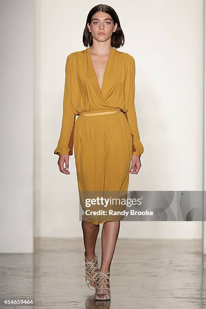 Model walks the runway at Costello Tagliapietra during MADE Fashion Week Spring 2015 at Milk Studios on September 4, 2014 in New York City.