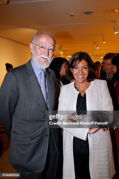 Gaumont Nicolas Seydoux and Mayor of Paris Anne Hidalgo attend the 'Jerome Seydoux - Pathe Foundation' : Opening party on September 4, 2014 in Paris,...