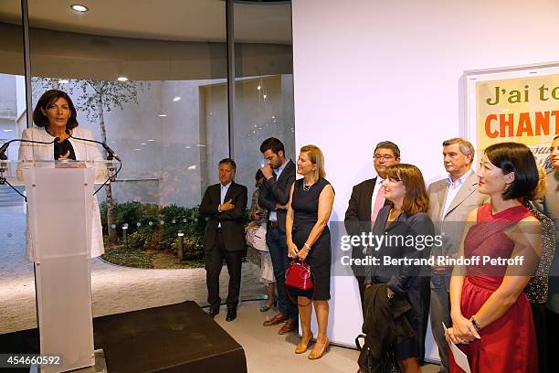 Mayor of Paris Anne Hidalgo, CEO of the 'Jerome Seydoux - Pathe Foundation' Sophie Seydoux and French minister of Culture and Communication Fleur...