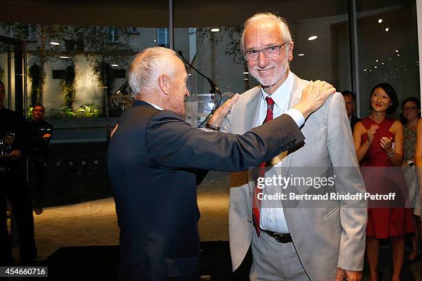 Pathe Jerome Seydoux and Architect of the Foundation Renzo Piano attend the 'Jerome Seydoux - Pathe Foundation' : Opening party on September 4, 2014...