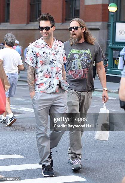 Singer Adam Levine is seen is seen walking in soho on September 4, 2014 in New York City.