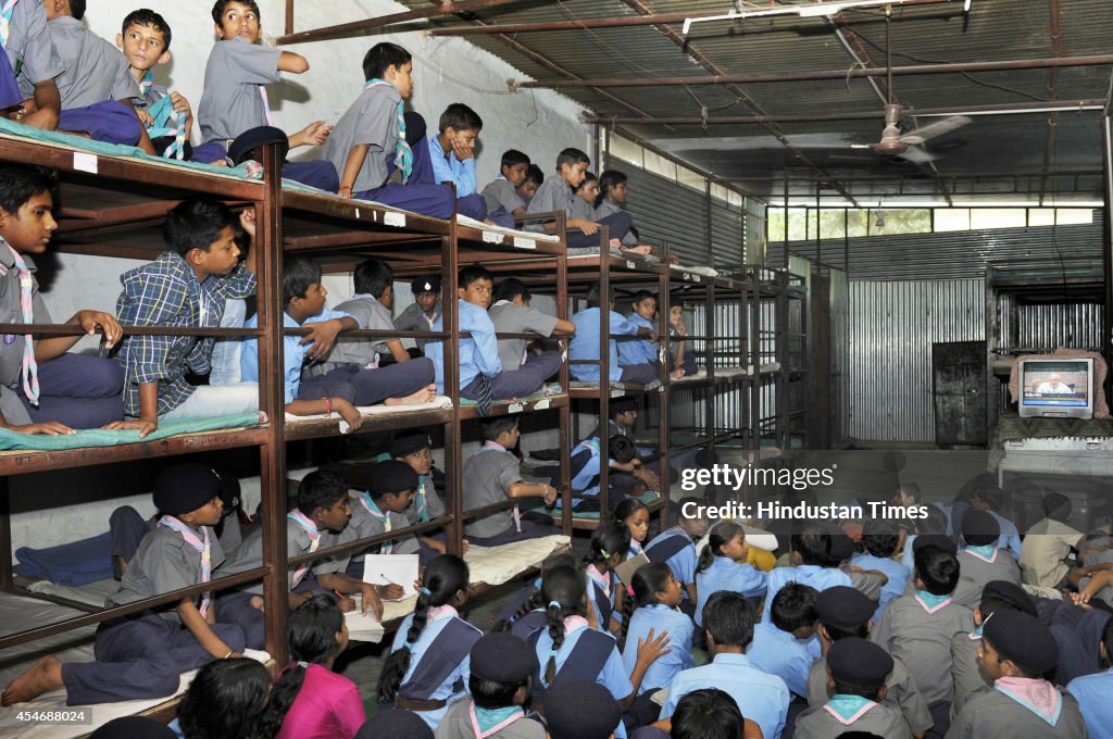 Students Listen To Prime Minister Narendra Modi Speech On Teachers Day