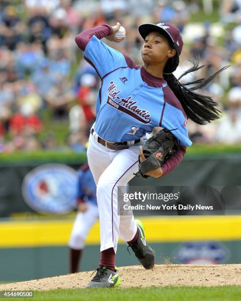 Little League World Series Baseball in Williamsport. Philadelphia Little League female pitcher Mo'ne Davis.
