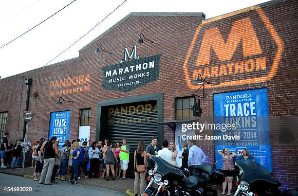 Fans gather outside Pandora Presents Trace Adkins sponsored by Marathon at Marathon Music Works on September 4, 2014 in Nashville, Tennessee.