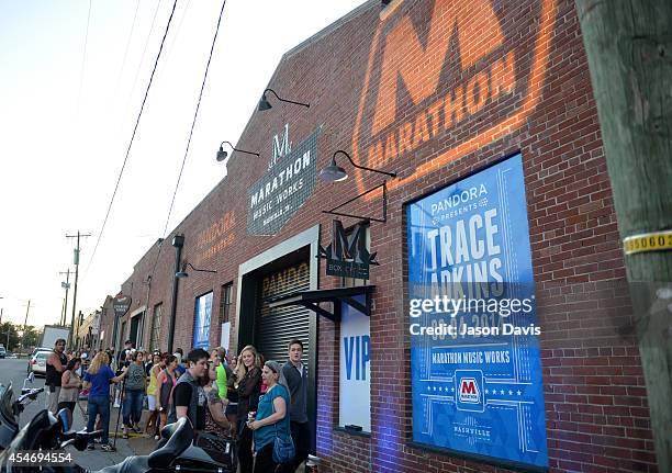 Fans gather outside Pandora Presents Trace Adkins sponsored by Marathon at Marathon Music Works on September 4, 2014 in Nashville, Tennessee.