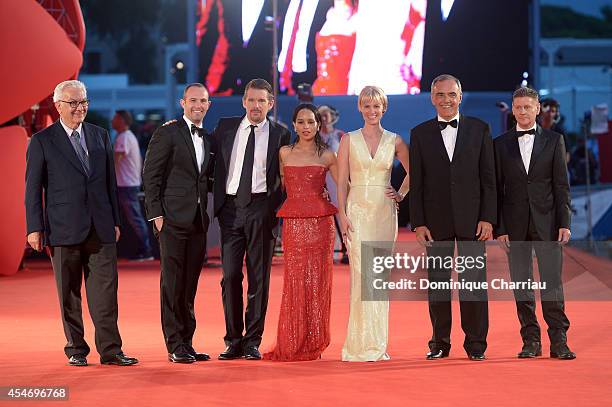 President of the Festival Paolo Baratta, producer Zev Foreman, actor Ethan Hawke, Zoe Kravitz,January Jones, Director of the Venice Film Festival...