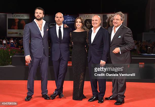 Edoardo De Angelis, Marco D'Amore, Simona Tabasco, Luca Zingaretti and Giampaolo Fabrizio attend 'Perez' Premiere during the 71st Venice Film...